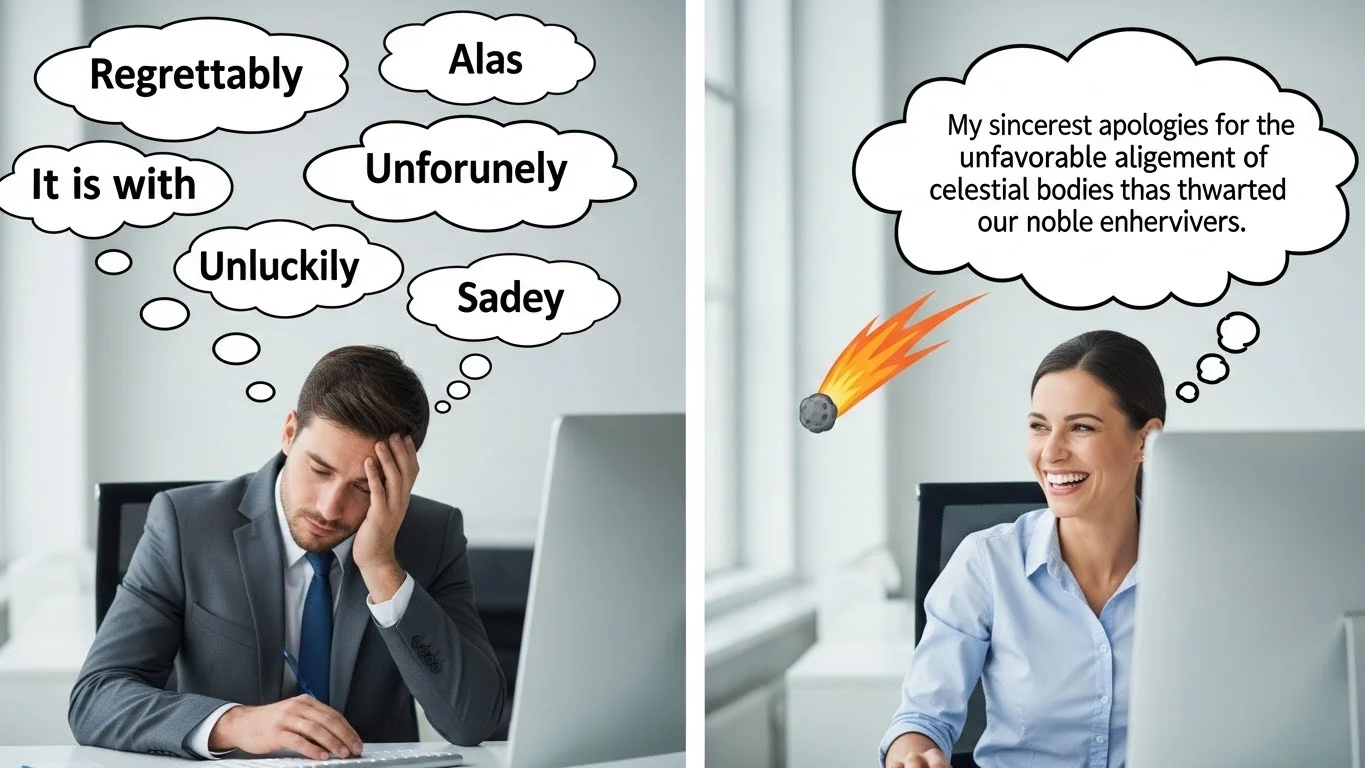   other ways to say Unfortunately in a formal email.