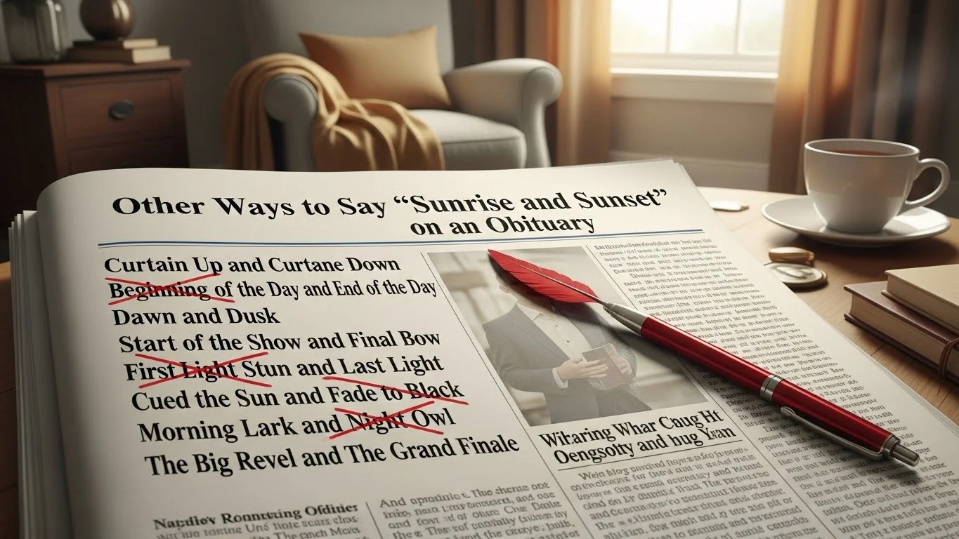  other ways to say Sunrise and Sunset” on an Obituary